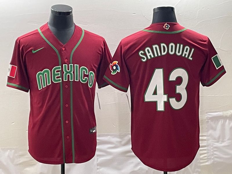 Men 2023 World Cub Mexico #43 Sandoual Red Nike MLB Jersey10